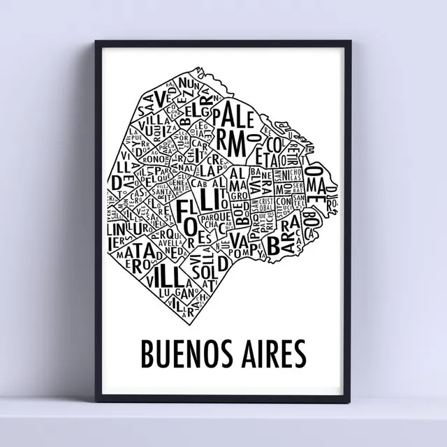 Cuadro Buenos Aires Barrios Ciudad 30x40cm Marco + Vidrio