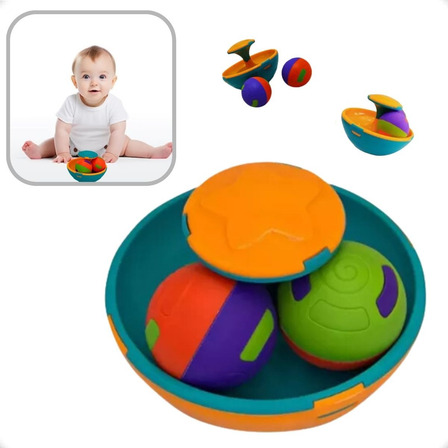 Brinquedo Infantil Pião Gira Ball Com 2 Bolinhas Chocalho Brinquedo Infantil Pião Gira Ball Com 2 Bolinhas Chocalho
