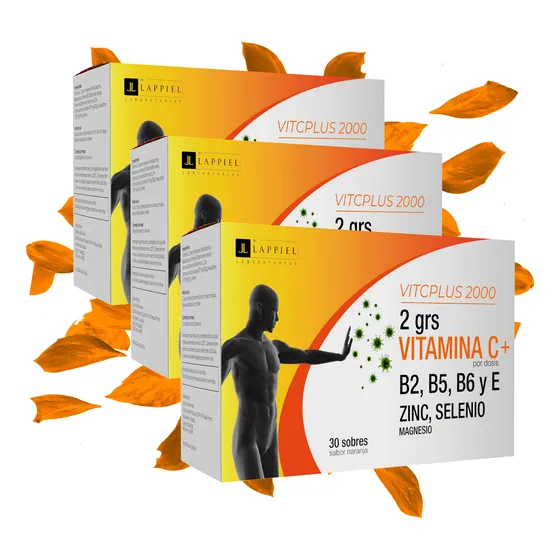 Pack X3 Complejo Vitamínico Vit C Plus 2000 Lappiel En Polvo