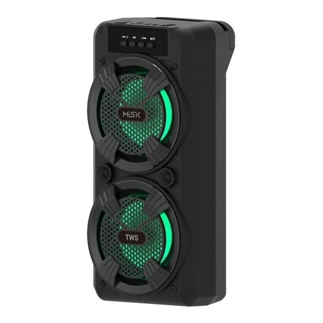 Misik - Bocina Bluetooth 2 X 4 Bafle - Luces Led - Tws Color Negro