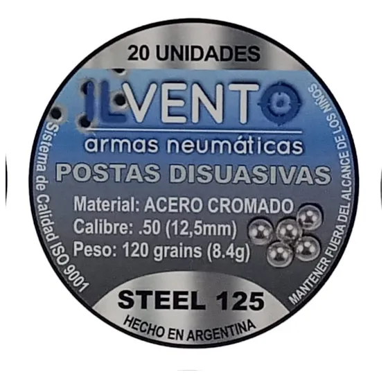  Postas Acero 125 Calibre .50 12.5 Mm Ilvento Disuasiva X 20