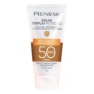 Loção Facial Solar Renew Tripla Proteção 40g Fps 50 Com Cor Loção Facial Solar Renew Tripla Proteção 40g Fps 50 Com Cor