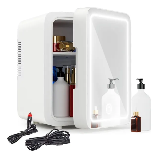 Mini Refri 4l Frio Portátil Cosmeticos Con Espejo Y Luz Led