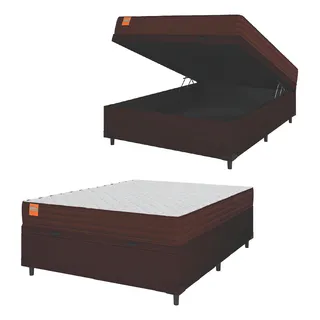 Cama Khiara Colchão Molas Orthoface Polar 138x188x63cm Marrom Branco Suporta Até 200kg Por Pessoa Cama Khiara Colchão Molas Orthoface Polar 138x188x63cm Marrom Branco Suporta Até 200kg Por Pessoa