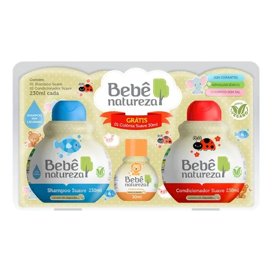 Kit Bebe Natureza 230ml Shampo Cond Colonia Suave Vegano