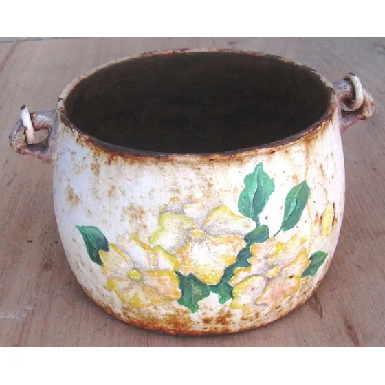 Olla Antigua De Hierro Con Asa Uso O Decoracion!