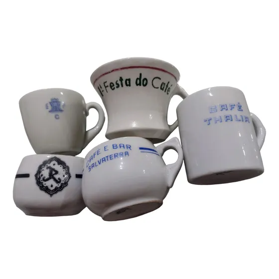 5 Xicaras De Porcelana Antigas Com Propagandas Para Coleção
