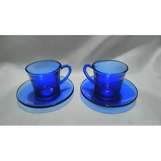 Par De Xicaras De Café Da Duralex Azul Cobalto