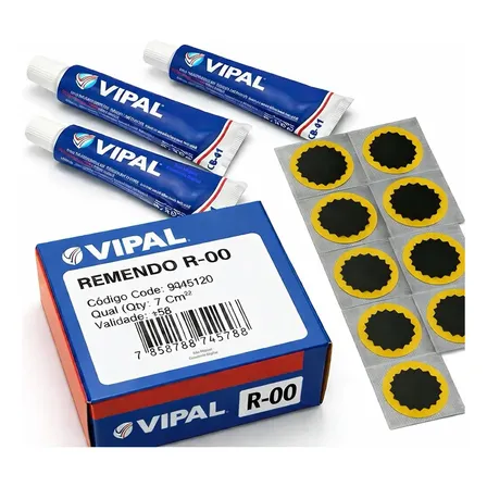 Kit 100 Remendo Reparo Câmara Ar Frio Bicicleta 3 Cola Vipal