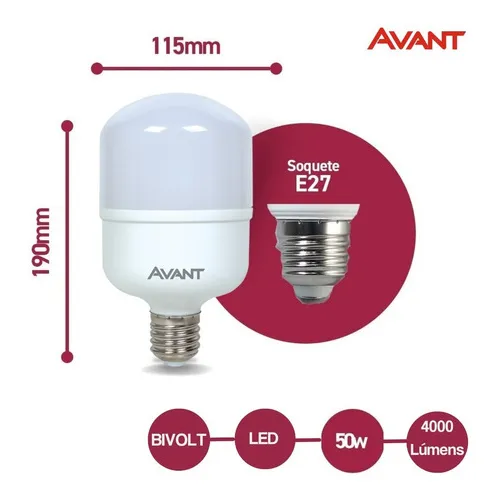 Kit 10 Lâmpadas Led 50w Bulbo E27 6500k Branco Frio Cor Da Luz Branco-frio Voltagem 110v/220v Galpão Area Externa
