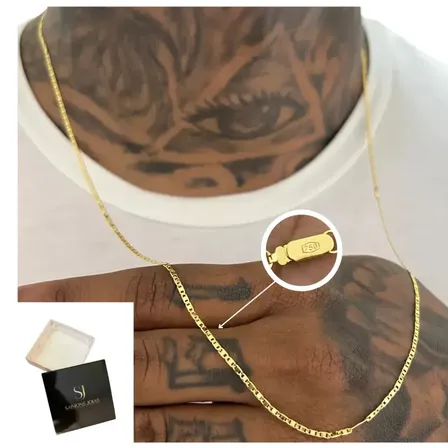 Corrente 2mm Masculina Banhada A Ouro 24k Não Desbota+brinde Dourado