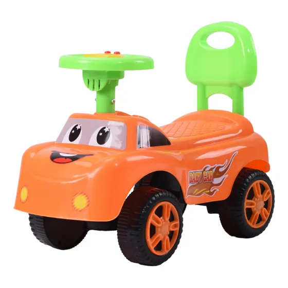 Carrito Montable Para Niño Aeiou F001 Megacar Musical Color Naranja Personaje Carita