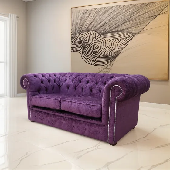 Sillon Sofa Chesterfield Chenille Fabrica Capitonee Living