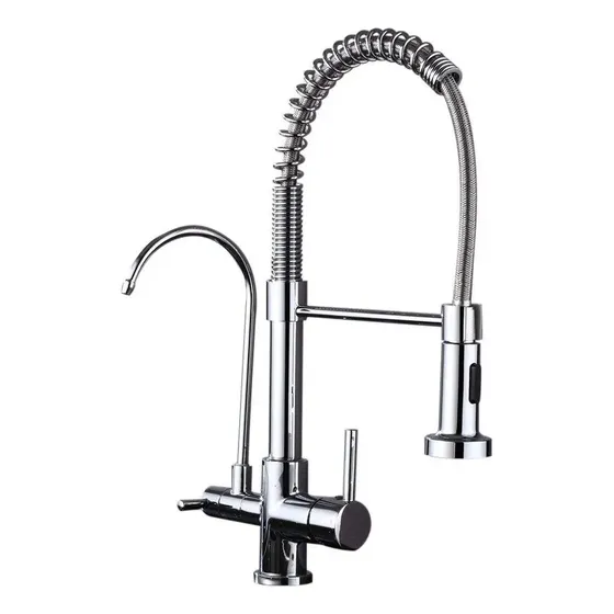 Torneira Para Cozinha Gourmet Mesa Dupla Nell Acabamento Brilhante Cor Prateado