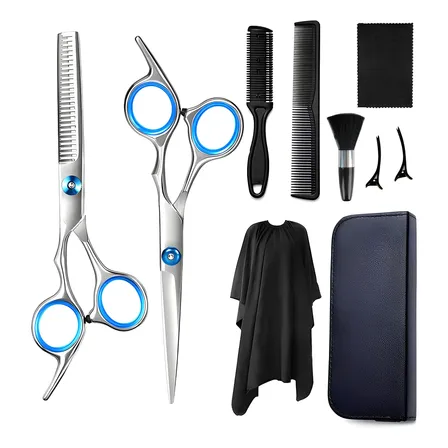Kit Tesouras Barbeiro E Cabeleireiro Profissional Para Corte Prateado