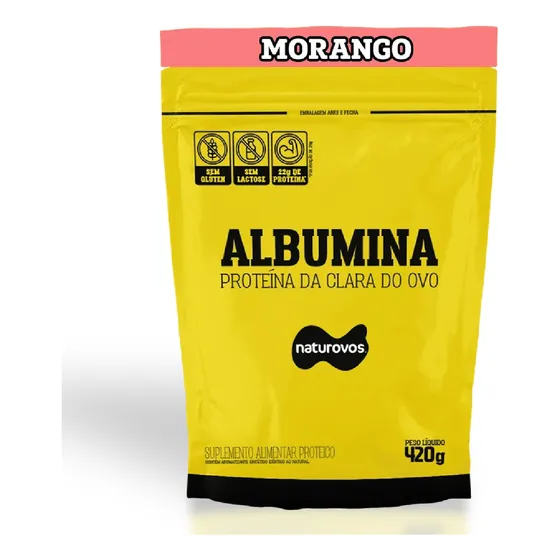 Albumina Morango Refil 420g Naturovos