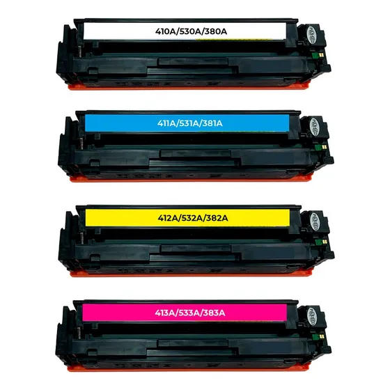 Toner Pack 4 Colores 410a 530a 380a 411a 412a 413a 2025 M375 Tinta Negro Amarillo Cian Magenta
