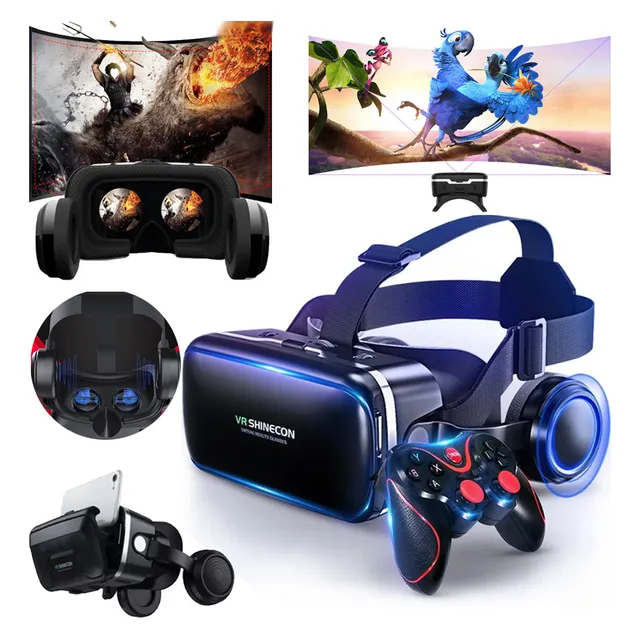 Óculos Vr 3d Virtual C/ Fone Ouvido E Gamer Sem Fio Controle