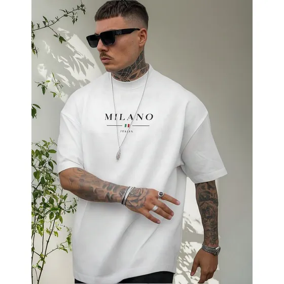 Camiseta Estampada Oversized Unissex Algodão Milano Premium
