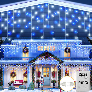 2 Set Navideño Cascada Blanca Luces Navideñas 8 M 2 Set Navideño Cascada Blanca Luces Navideñas 8 M