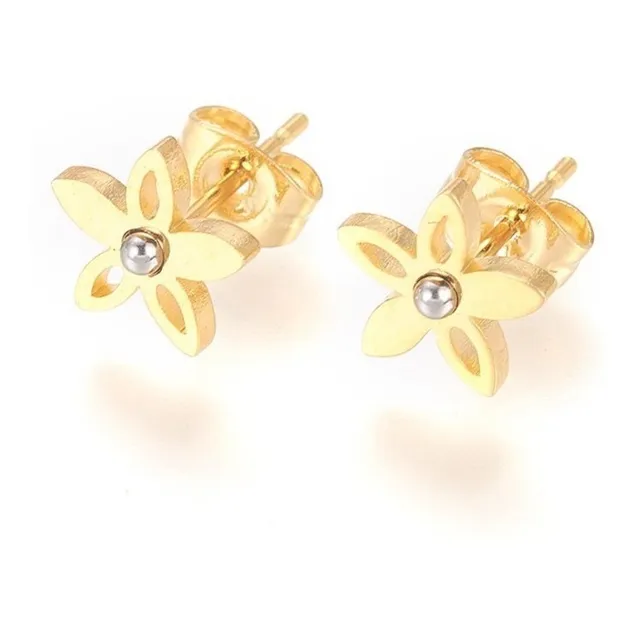 Zarcillos De Flor Dorado Aretes Hipoalergénicos 