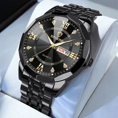 Relógios De Pulso Masculino Quartzo Original Luxo Negócios Preto