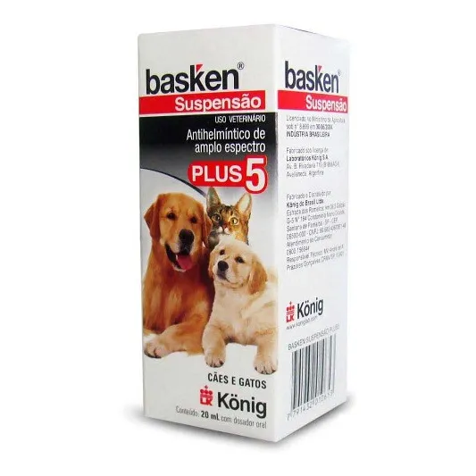 Basken Plus 5 Suspensão 20ml Vermifugo Caes E Gatos - König