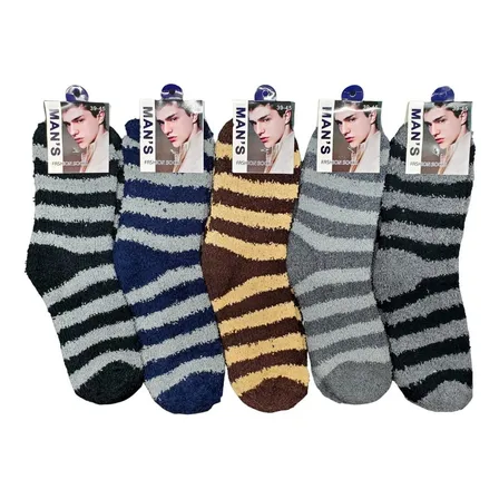 Pack 12 Calcetines Hombre Con Polar Toallas Rayado Algodón