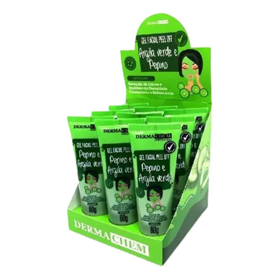 Gel Facial Peel Off Pepino Y Arcilla Verde Dermachem 60g