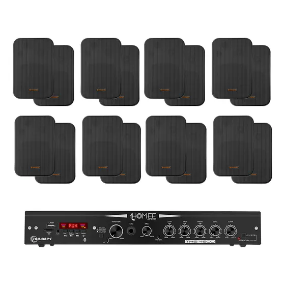Kit Amplificador Ths 4600 Taramps + 8 Pares De Caixas Msb60n