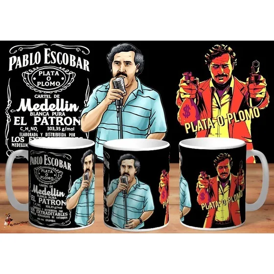 Taza De Ceramica Pablo Escobar Plata O Plomo 4k Art