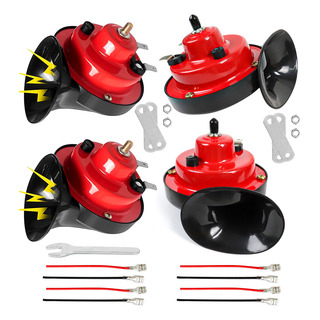 4 Pz Claxon Doble Tono Súper Caracol Universal 12v Auto Moto 4 Pz Claxon Doble Tono Súper Caracol Universal 12v Auto Moto