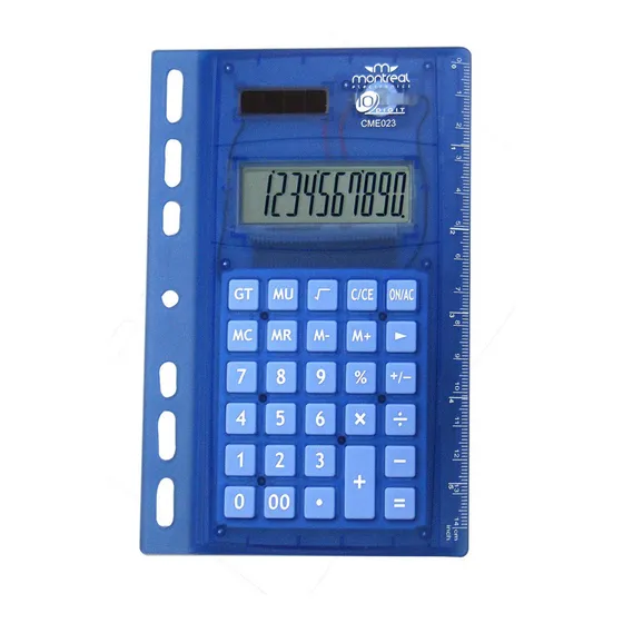 Calculadora Montreal Para Carpeta Con Regla Cme023 10 Dig. Color Celeste
