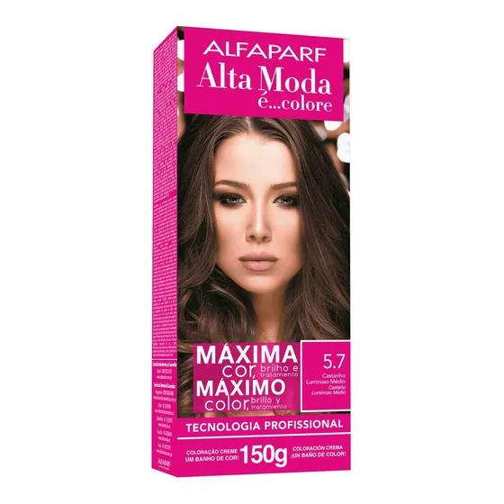 Tintura Alfaparf Alta moda é colore Pigmentos micronizados concentrados tom 5.7 castanho luminoso médio para cabelo