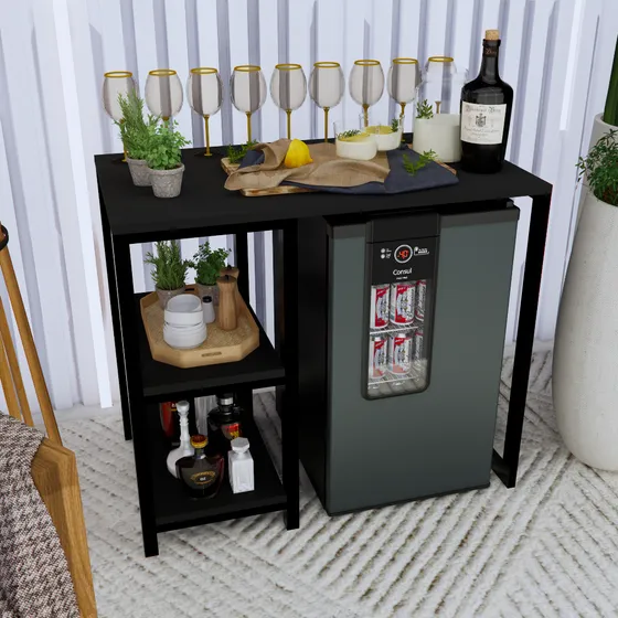 Móvel Bar Estilo Industrial Para Frigobar Adega Cervejeira