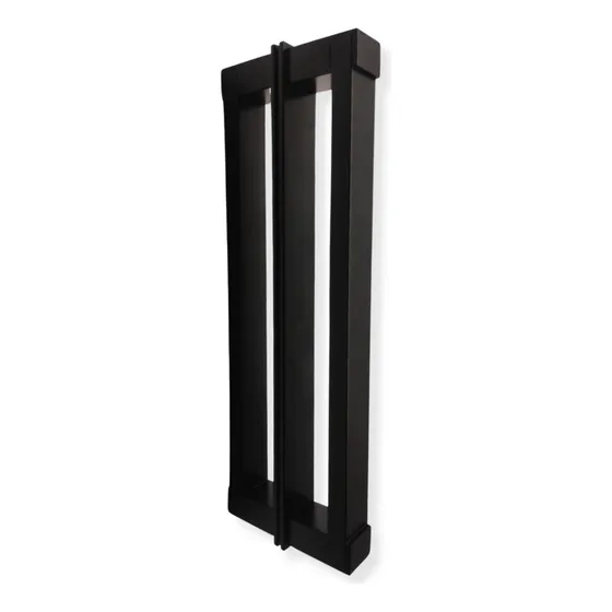 Puxador Duplo Porta Vidro De Colar 1 Metro Preto Sem Furo 3m