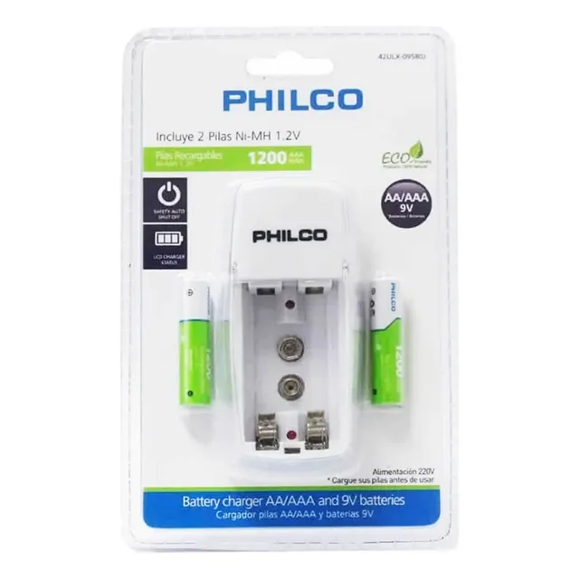 Cargador De Pilas Aa Aaa 9v Philco + 2 Pilas Aaa - Mirage