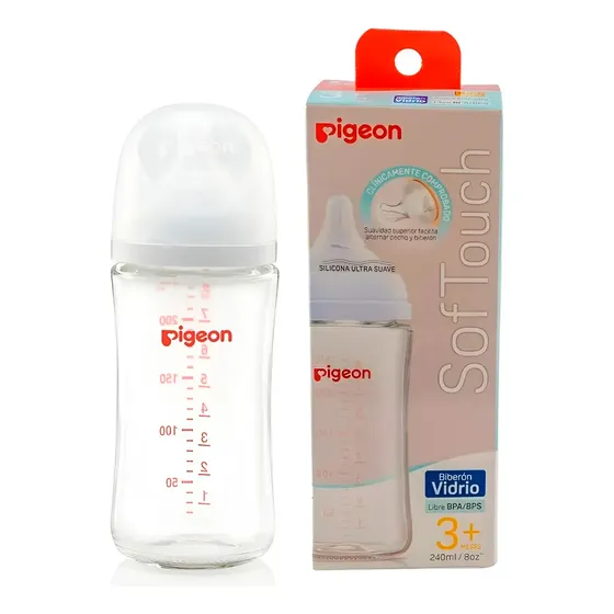 Biberón Pigeon Softouch Anticólico 8 Onzas Talla M 3 Mes+ Color Blanco Biberon Softouch | Cuotas sin interés