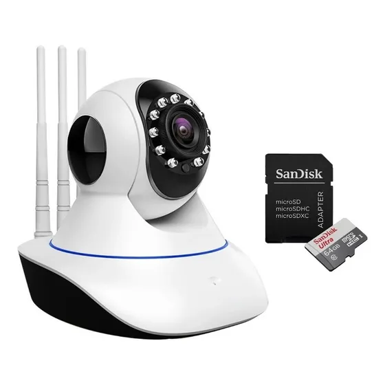 Kit Câmera 3 Antena Yoosee Wifi + Cartão De Memória Sd 64gb