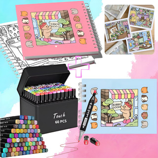 Kit Caderno Bobbie Goods Capa Dura + 60 Caneta Touch Cores Kit Caderno Bobbie Goods Capa Dura + 60 Caneta Touch Cores