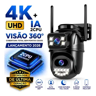 Câmera Wifi Externa Dupla Visão 3mp Prova Dágua Icsee Notura Linha Renovada A28b 4k Uhd Visão 360° Auto Tracking Firmware Im7 Câmera Nexgen Ip66 Icsee Áudio Bidirecional Cor Preto