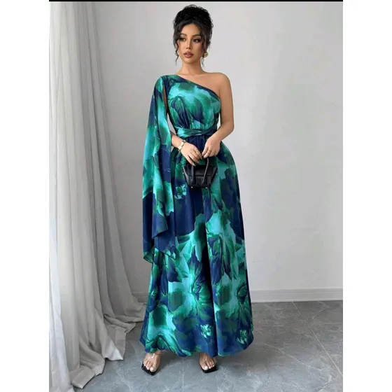 Vestido Largo Elegante Floreado. Shein
