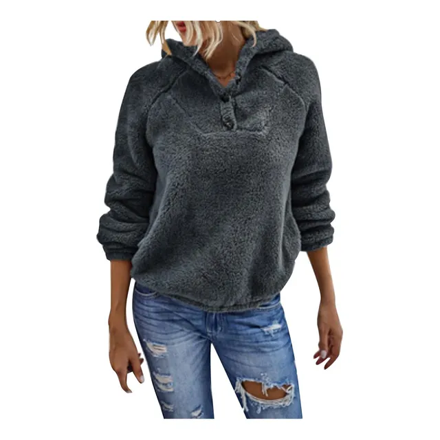 Sudadera Capucha Esponjosa Para Mujer Moda Otoño Manga Larga