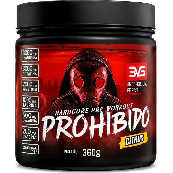 Prohibido Pré Treino 360g - Sabor: Citrus - A Combinação Perfeita De 8 Ingredientes Que Proporcionam Energia Do Início Ao Fim Do Seu Treino, Arginina E Palatinose - Extra Forte