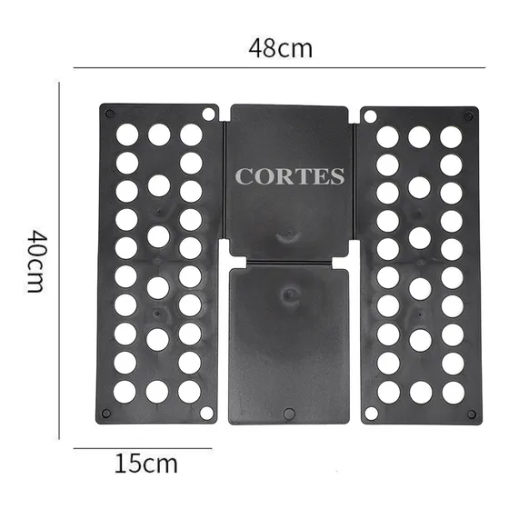 CORTES CO-1213 Color Negro Doblador De Ropa Infantil De 3 Pasos Plegable Para Camisas Y Playeras Herramienta Práctica