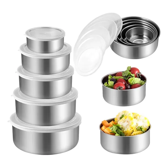 Set Bowls Metálicos Con Tapa X5 Taper Recipiente Organizador