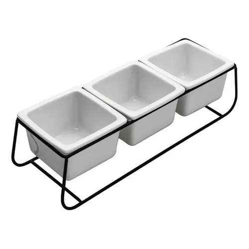 Set De 3 Macetas Selecta En Cerámica Con Base De Metal