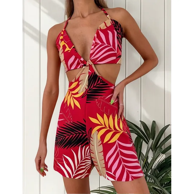 Mono Short Corto Estampado Con Detalle En El Escote Profundo