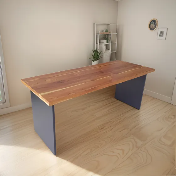 Mesa Madeira Teca 4cm 180x70cm Escritório Escrivaninha Setup