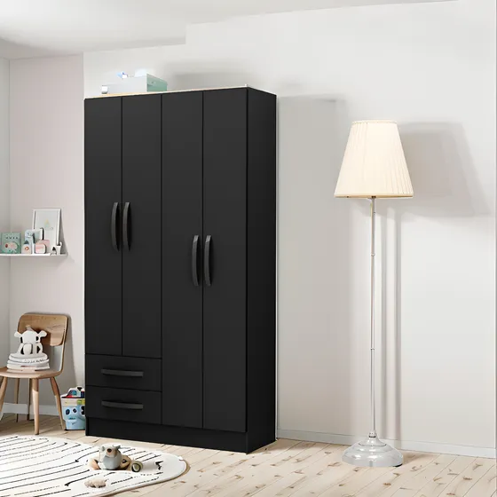 Ropero 4 Puertas 2 C Armario Placard Cuatro Roperos Closet Color Negro